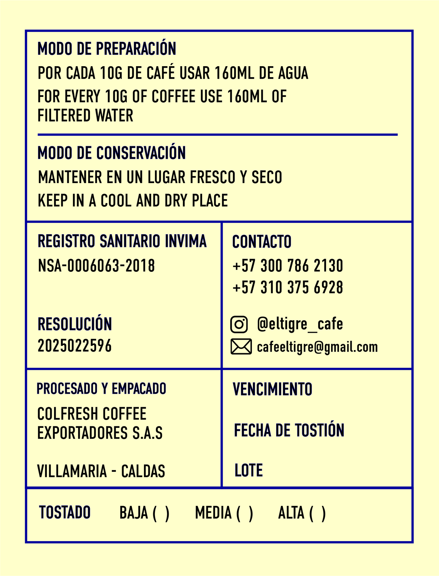 Café El Tigre - Clásico - Peaberry/Caracoli